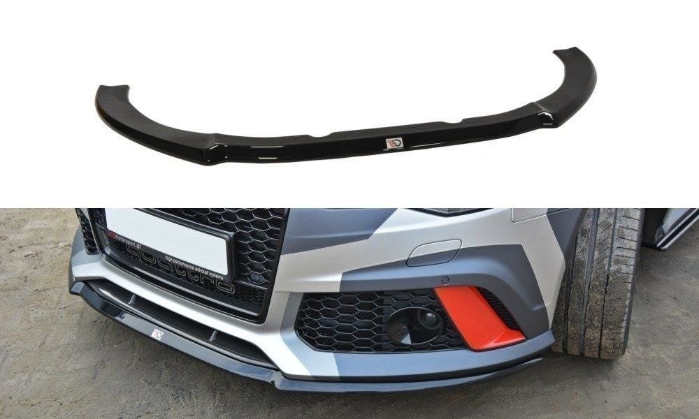 Image of Maxton Voor Bumper Lip V2 Glanzend Zwart ABS Plastic Audi RS6