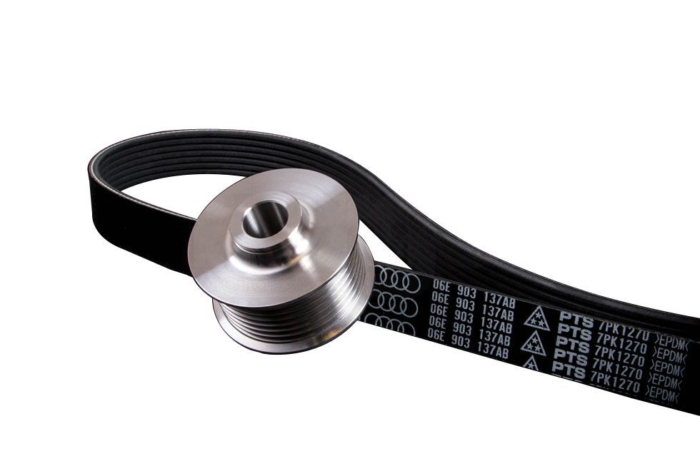 Image of Forge Motorsport Reduction Pulley With Genuine Audi Drive Belt Machined Roestvrij Staal Audi A4,S4,S5