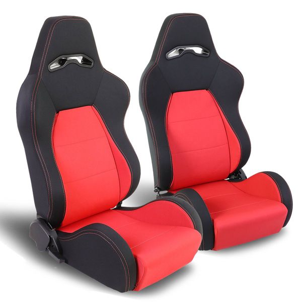 Image of SK-Import Stoelen Verstelbaar Zwart - Rood Stof