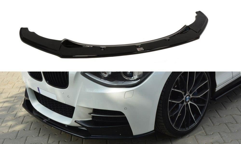 Image of Maxton Voor Bumper Lip Glanzend Zwart ABS Plastic BMW 1 Serie Pre LCI