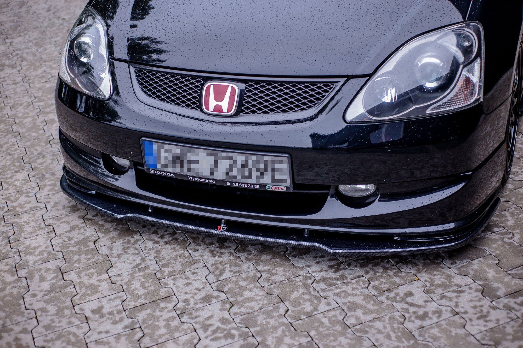 Image of Maxton Voor Bumper Lip V1 Glanzend Zwart ABS Plastic Honda Civic Facelift