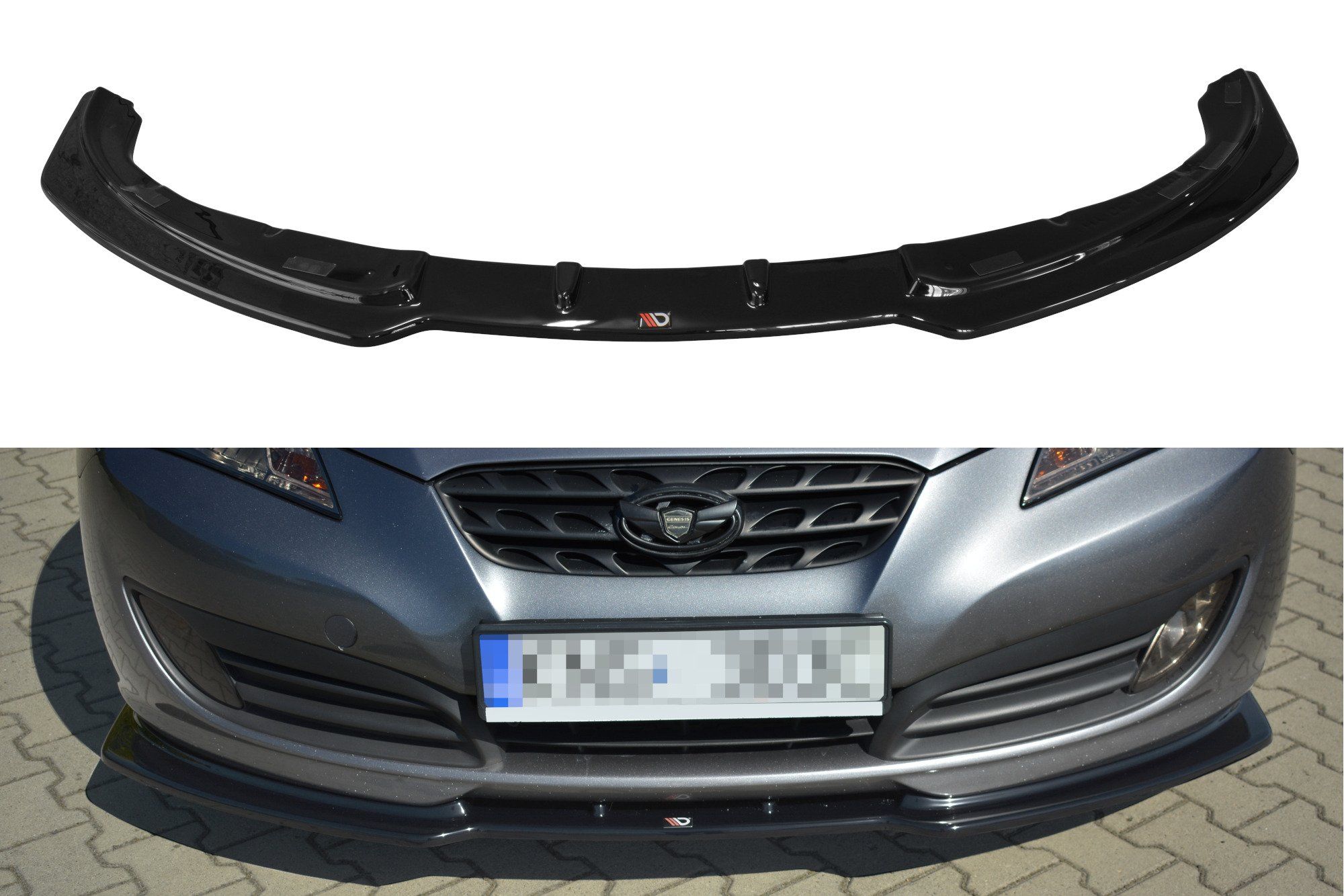 Image of Maxton Voor Bumper Lip Glanzend Zwart ABS Plastic Hyundai Genesis Coupé