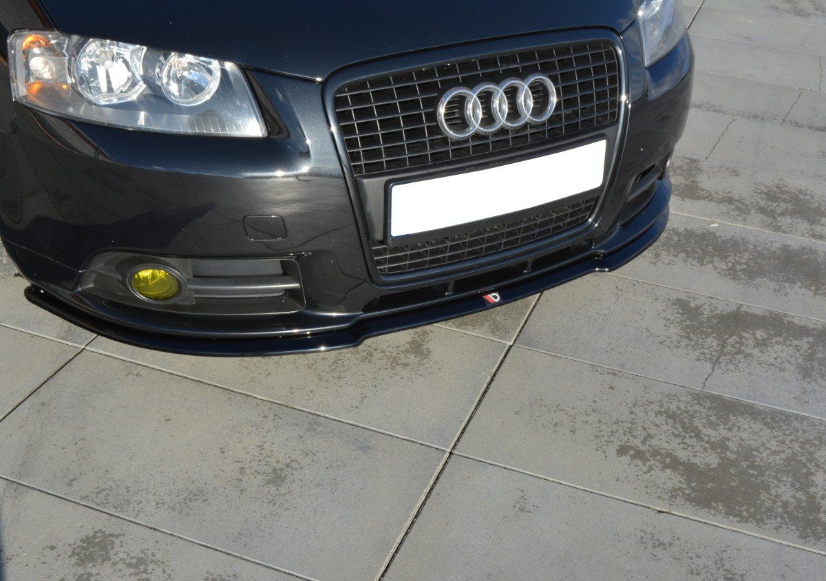 Image of Maxton Voor Bumper Lip S-line Glanzend Zwart ABS Plastic Audi A3