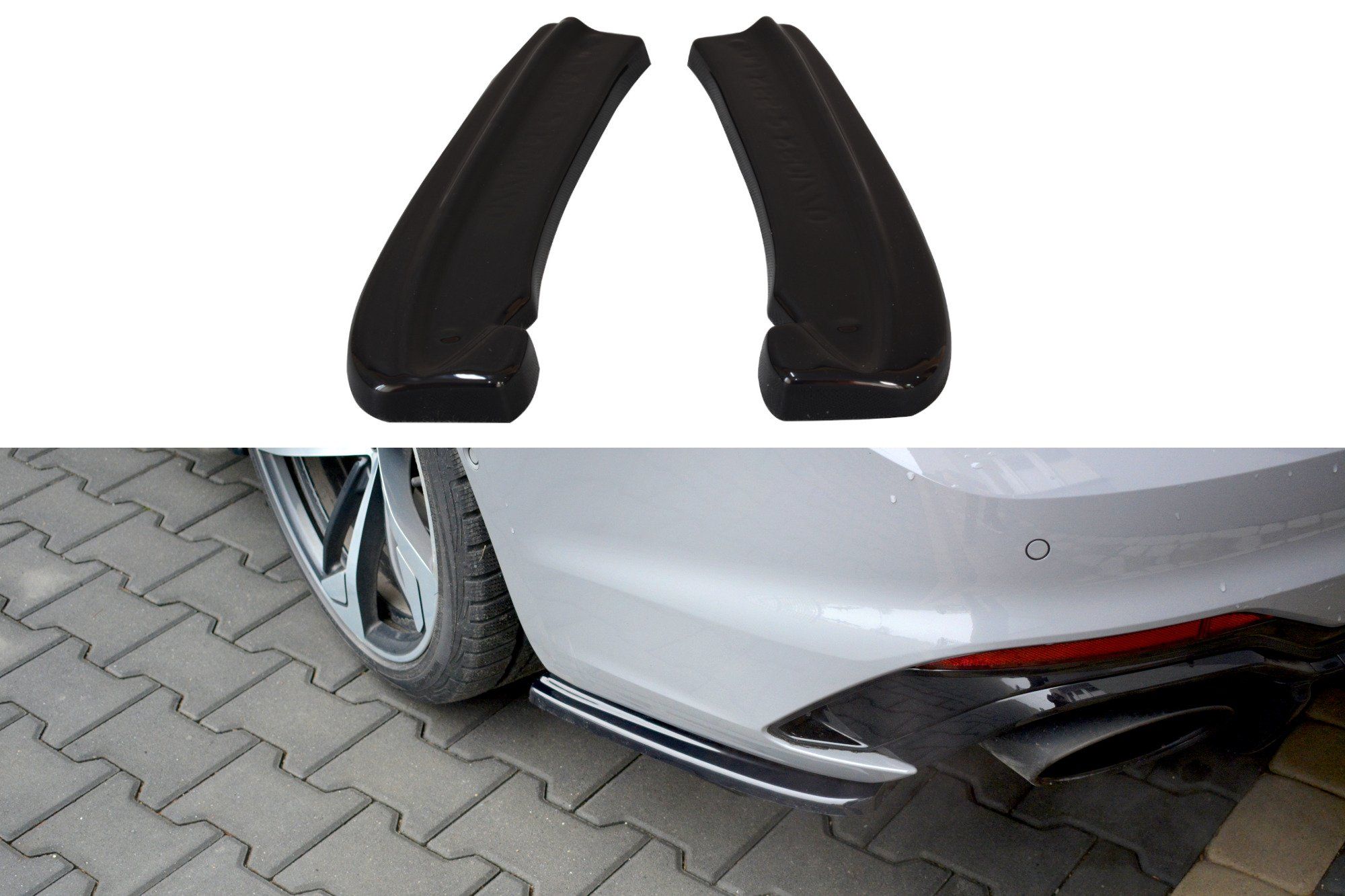 Image of Maxton Achter Bumper Lip Glanzend Zwart ABS Plastic Audi RS5
