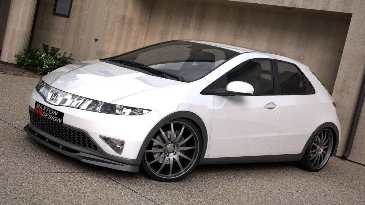 Image of Maxton Voor Bumper Lip Zwart ABS Plastic Honda Civic Pre Facelift
