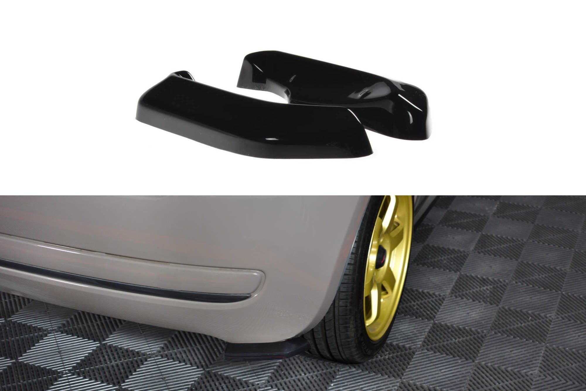 Image of Maxton Achter Bumper Lip Glanzend Zwart ABS Plastic Fiat 500 Pre Facelift