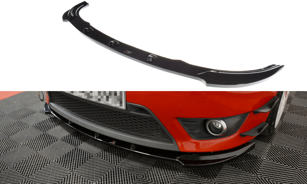 Image of Maxton Voor Bumper Lip V1 Glanzend Zwart ABS Plastic Ford Fiesta