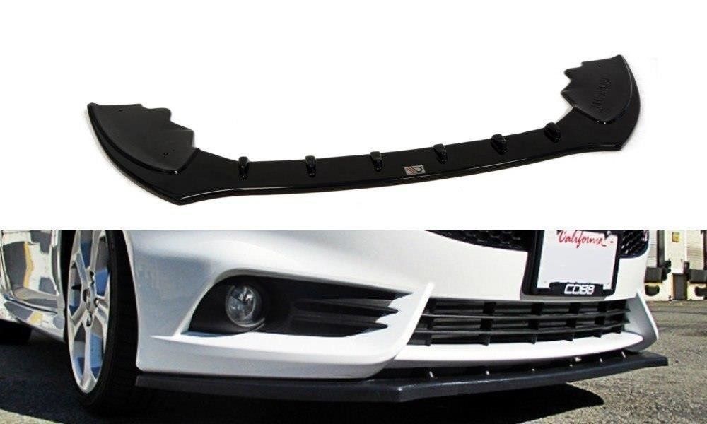 Image of Maxton Voor Bumper Lip V1 Glanzend Zwart ABS Plastic Ford Fiesta