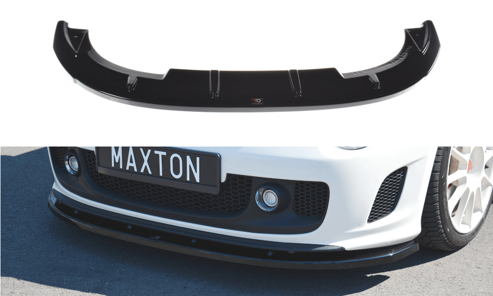 Image of Maxton Voor Bumper Lip V2 Glanzend Zwart ABS Plastic Fiat 500 Pre Facelift