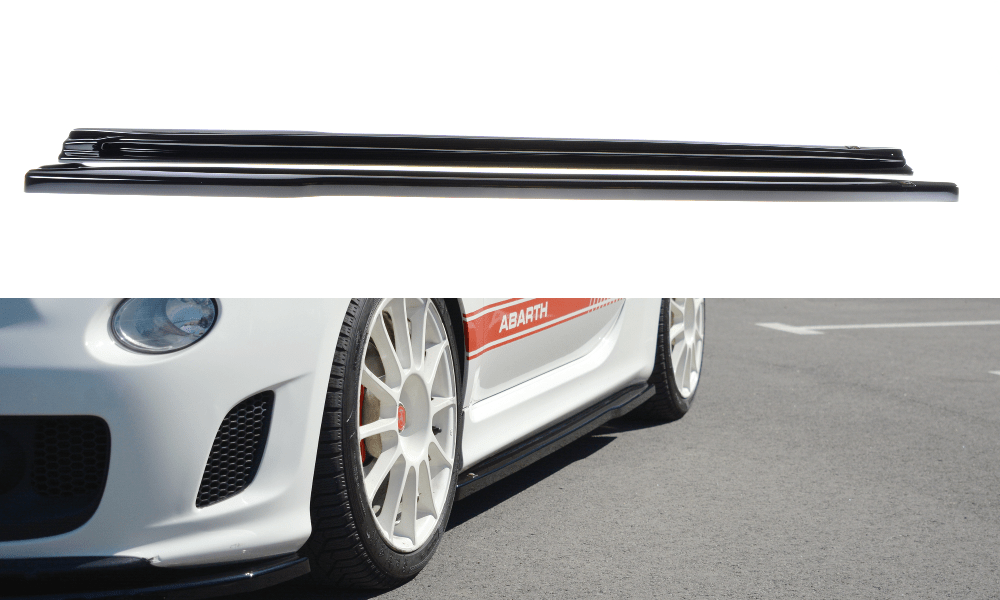 Image of Maxton Side Skirts Glanzend Zwart ABS Plastic Fiat 500 Pre Facelift