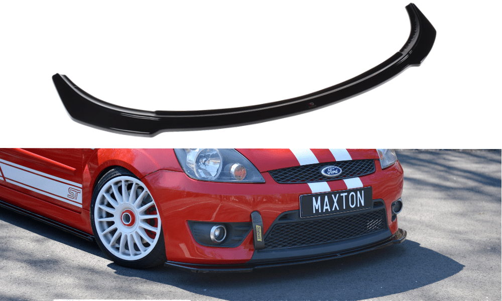 Image of Maxton Voor Bumper Lip V2 Glanzend Zwart ABS Plastic Ford Fiesta