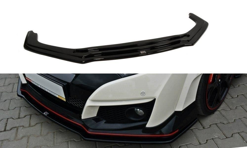 Image of Maxton Voor Bumper Lip V1 Glanzend Zwart ABS Plastic Honda Civic