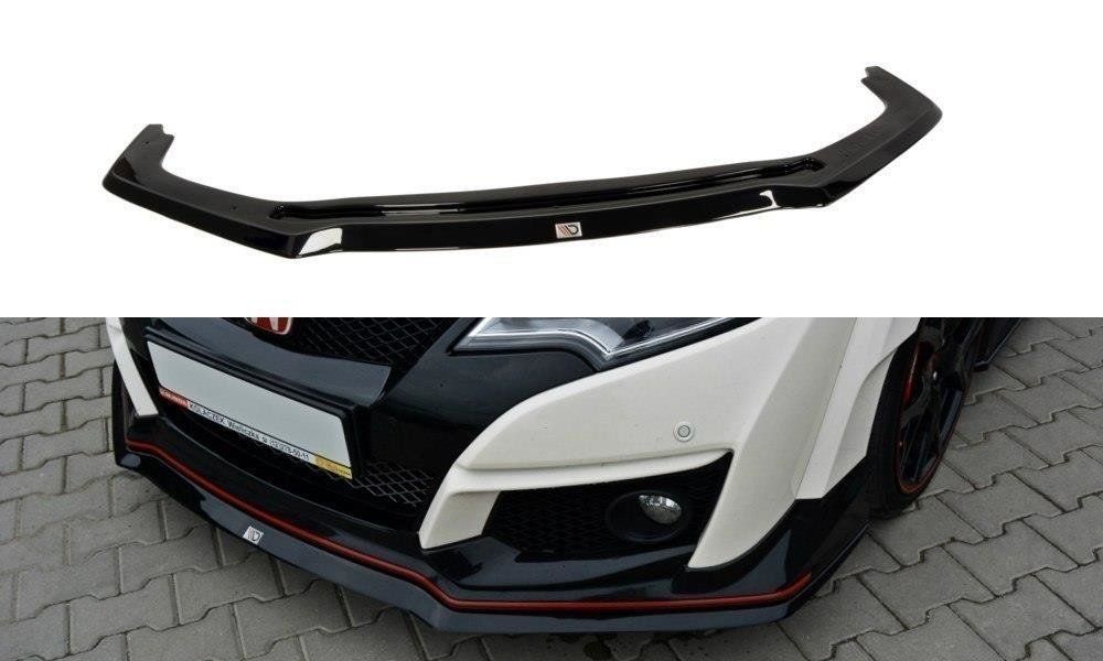 Image of Maxton Voor Bumper Lip V2 Glanzend Zwart ABS Plastic Honda Civic