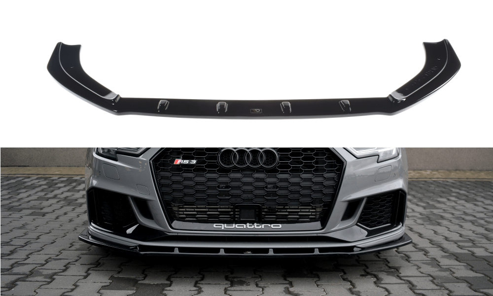 Image of Maxton Voor Bumper Lip V1 Glanzend Zwart ABS Plastic Audi RS3 Facelift