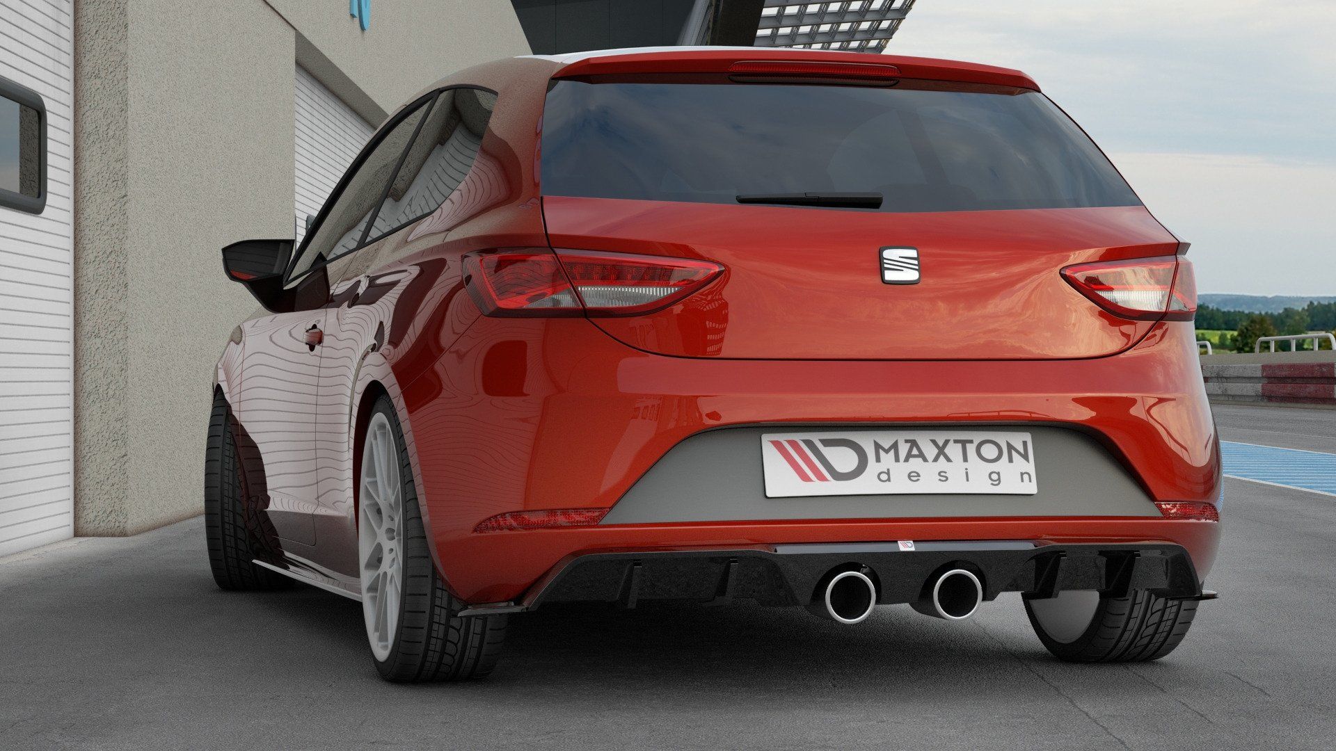 Image of Maxton Achter Diffuser V2 Glanzend Zwart ABS Plastic Seat Leon Facelift