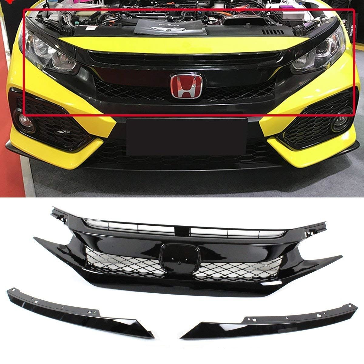 Image of ABS Dynamics Grill Zwart ABS Plastic Honda Civic