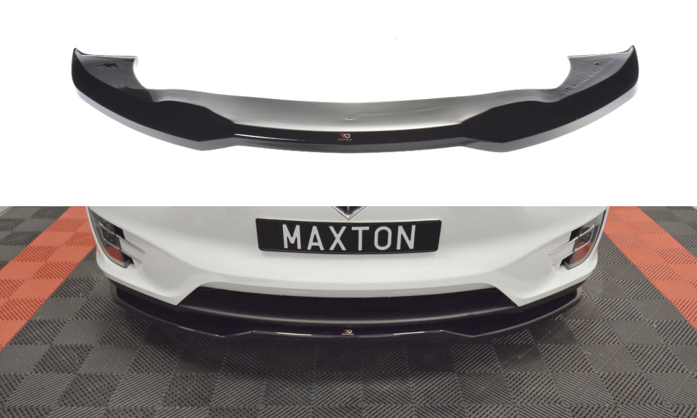 Image of Maxton Voor Bumper Lip V2 Glanzend Zwart ABS Plastic Tesla Model X