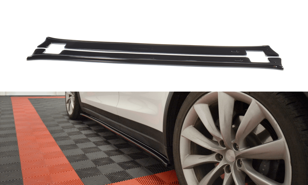 Image of Maxton Side Skirts V1 Glanzend Zwart ABS Plastic Tesla Model X