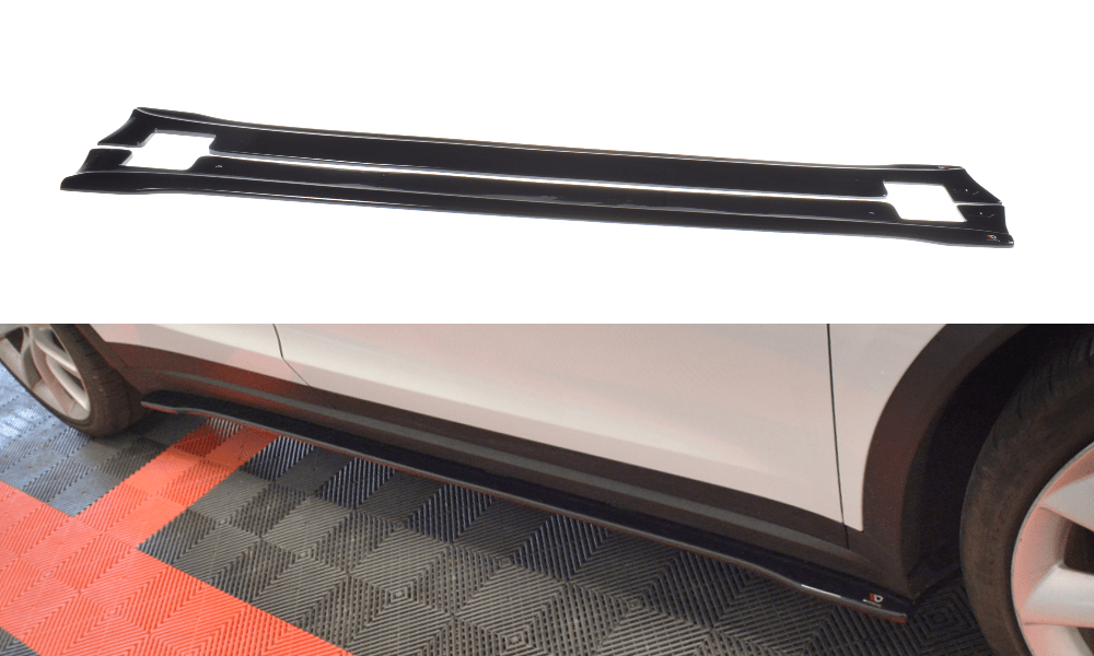 Image of Maxton Side Skirts V2 Glanzend Zwart ABS Plastic Tesla Model X