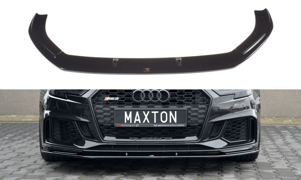 Image of Maxton Voor Bumper Lip V1 Glanzend Zwart ABS Plastic Audi RS3 Facelift