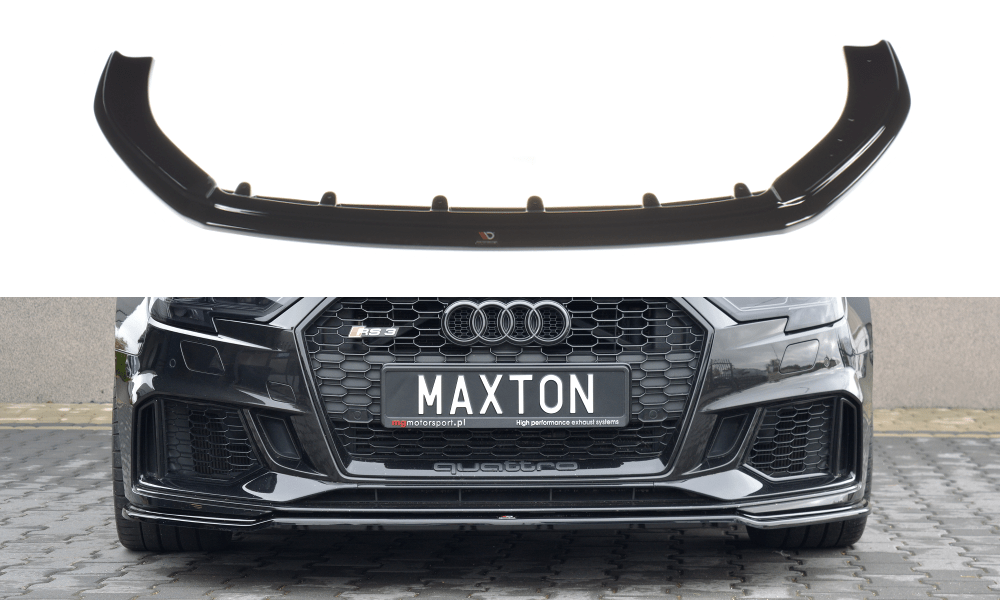 Image of Maxton Voor Bumper Lip V2 Glanzend Zwart ABS Plastic Audi RS3 Facelift