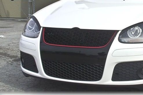 Image of SK-Import Voor Grill Badgeless Zwart - Rood ABS Plastic Volkswagen Golf