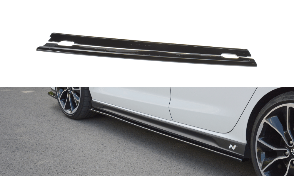 Image of Maxton Side Skirts V1 Glanzend Zwart ABS Plastic Hyundai I30