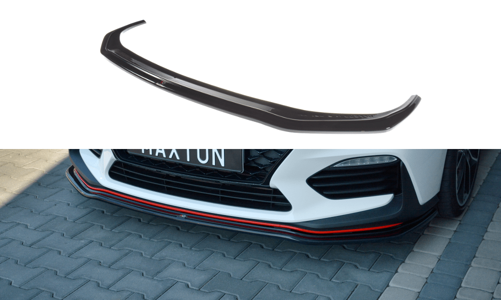 Image of Maxton Voor Bumper Lip V2 Glanzend Zwart ABS Plastic Hyundai I30
