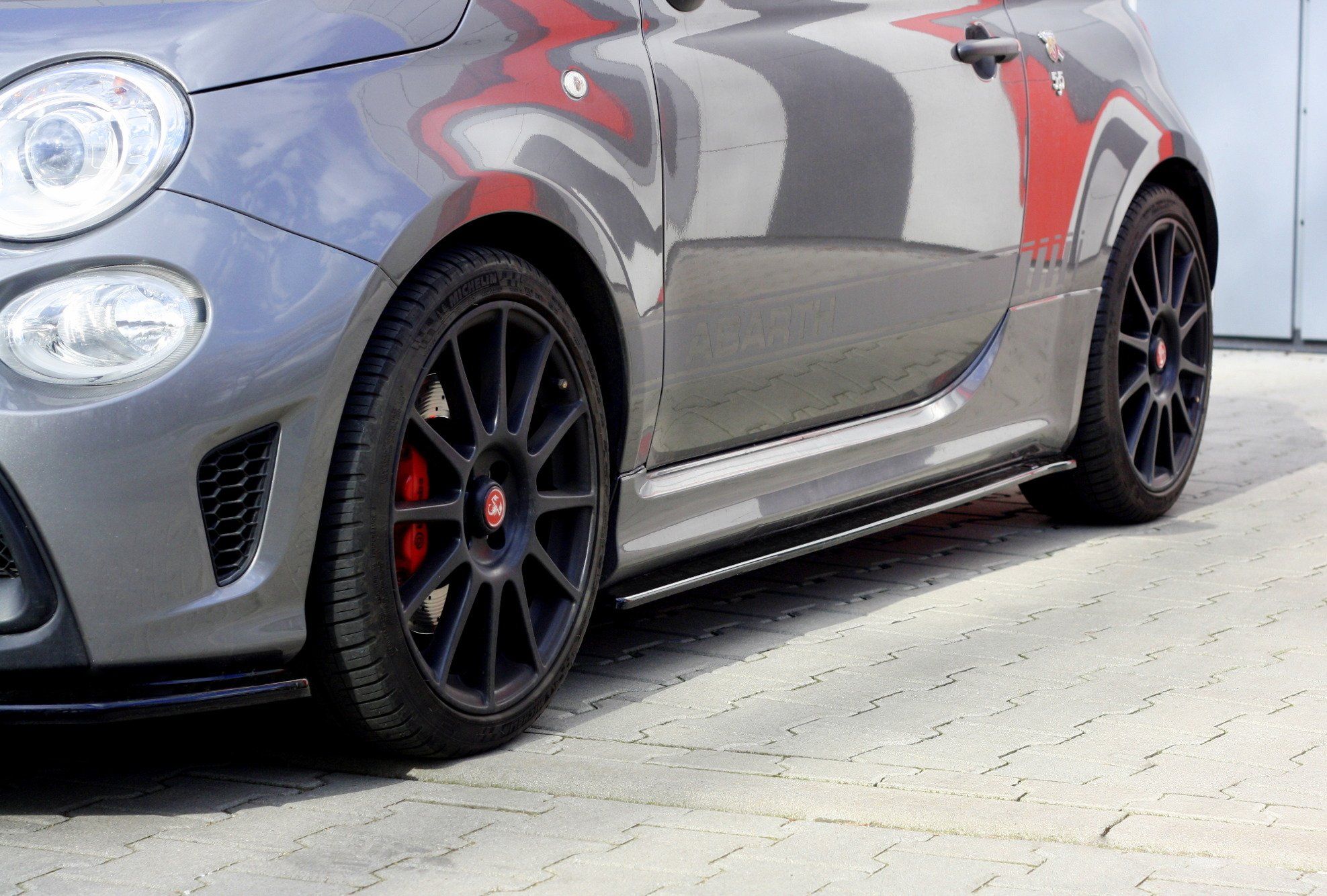 Image of Maxton Side Skirts Glanzend Zwart ABS Plastic Fiat 500 Facelift