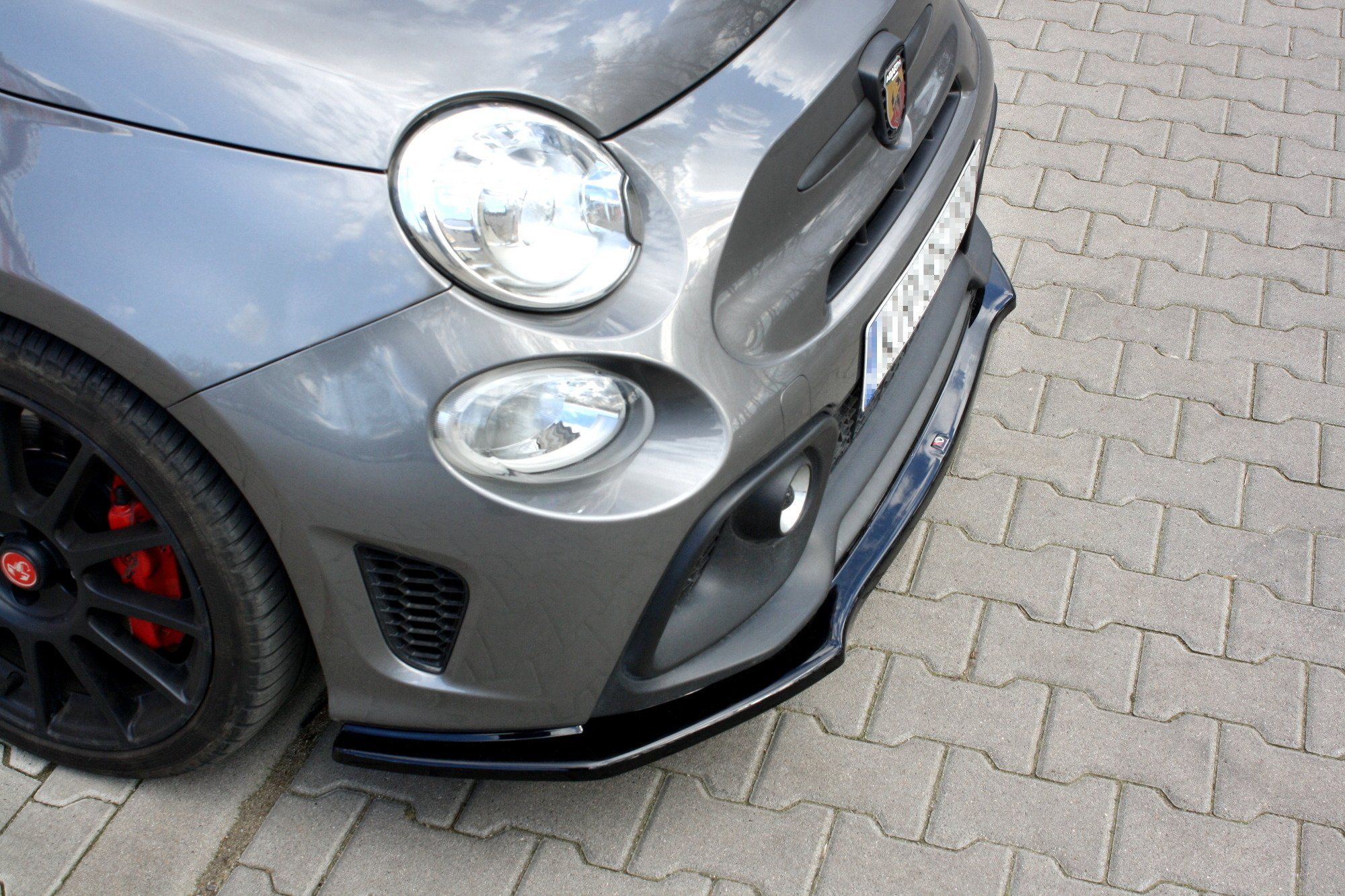 Image of Maxton Voor Bumper Lip Glanzend Zwart ABS Plastic Fiat 500 Facelift