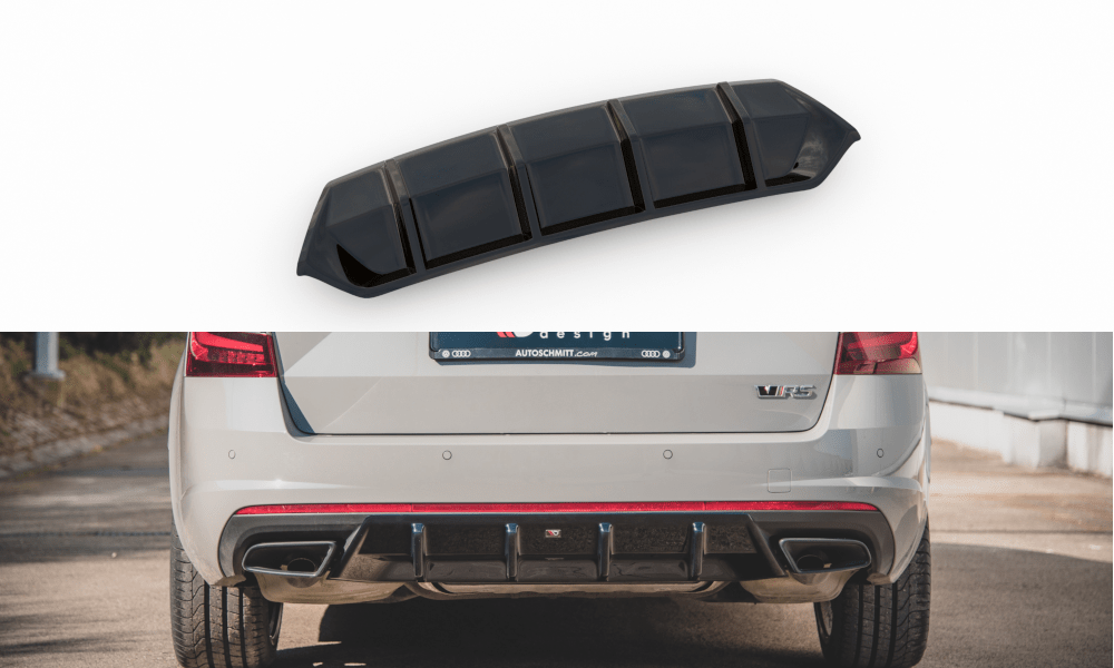 Image of Maxton Achter Diffuser V1 Glanzend Zwart ABS Plastic Skoda Octavia