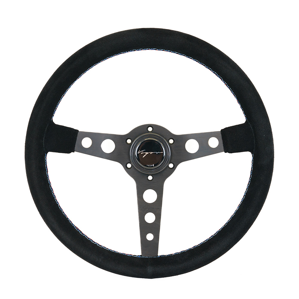 Image of Vigor Stuur Monte Carlo Motorsport Kruisstiksel Zwart - Zwart 350mm Suède