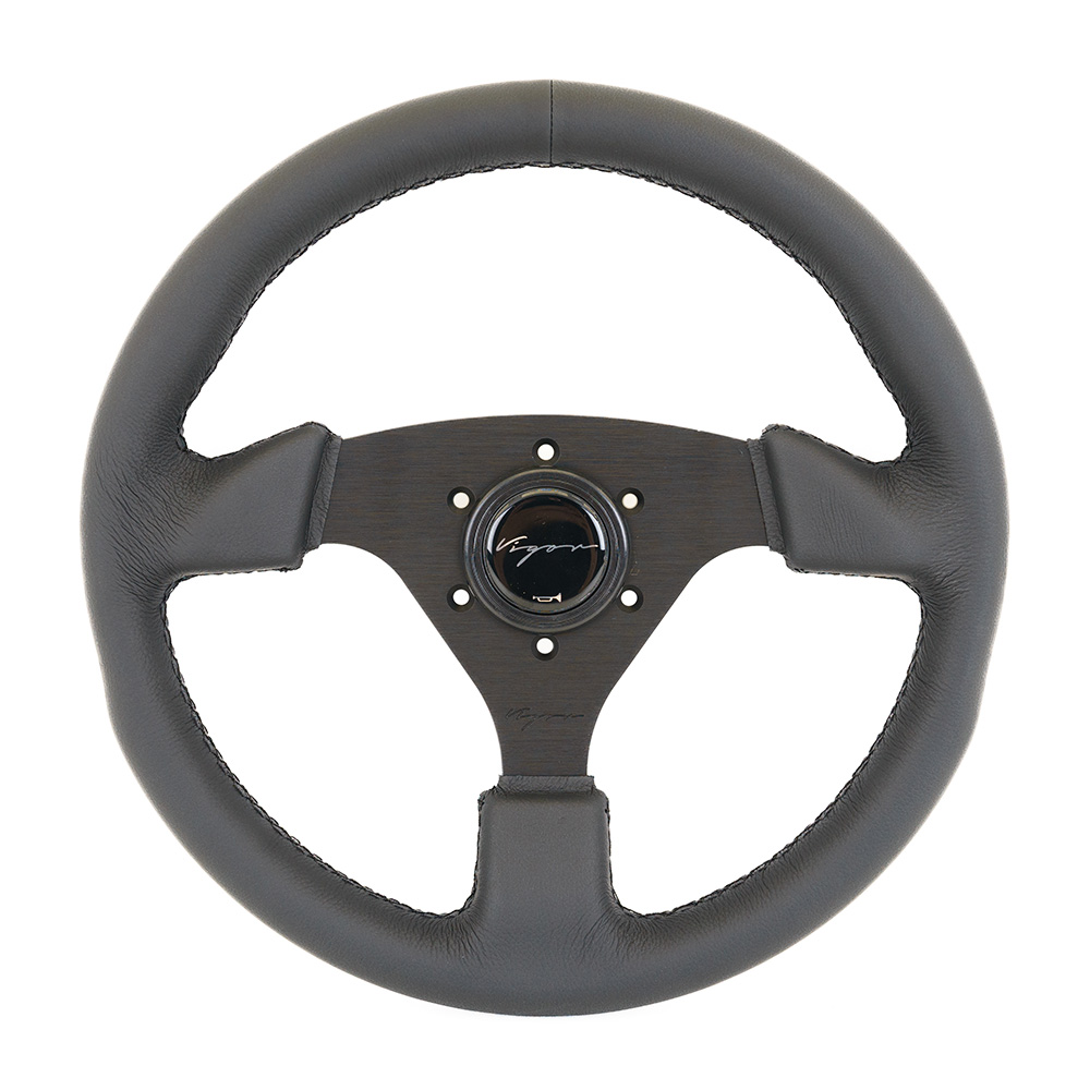 Image of Vigor Stuur Monza Zwarte Kruisstiksel Zwart - Zwart 330mm Leer