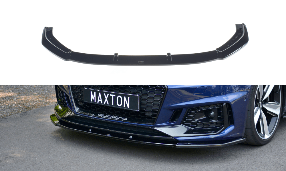 Image of Maxton Voor Bumper Lip V1 Glanzend Zwart ABS Plastic Audi RS4