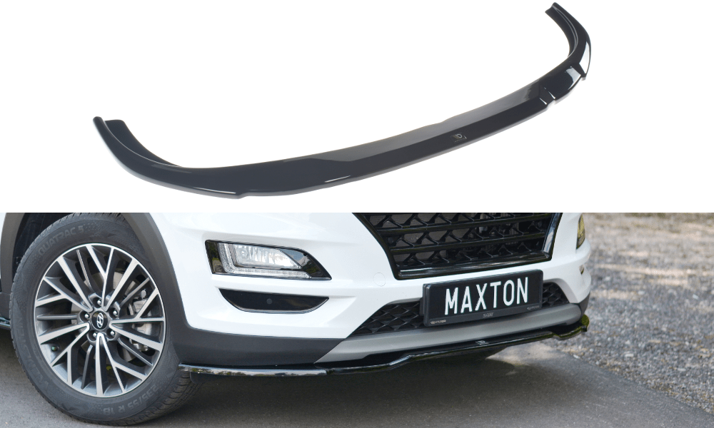 Image of Maxton Voor Bumper Lip V2 Glanzend Zwart ABS Plastic Hyundai Tucson Facelift