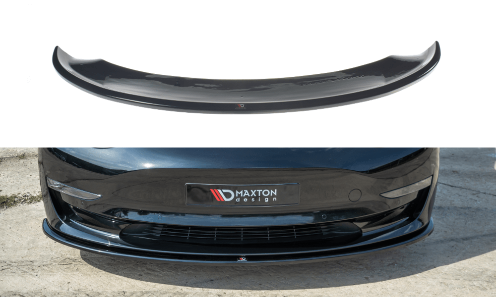 Image of Maxton Voor Bumper Lip Glanzend Zwart ABS Plastic Tesla Model 3