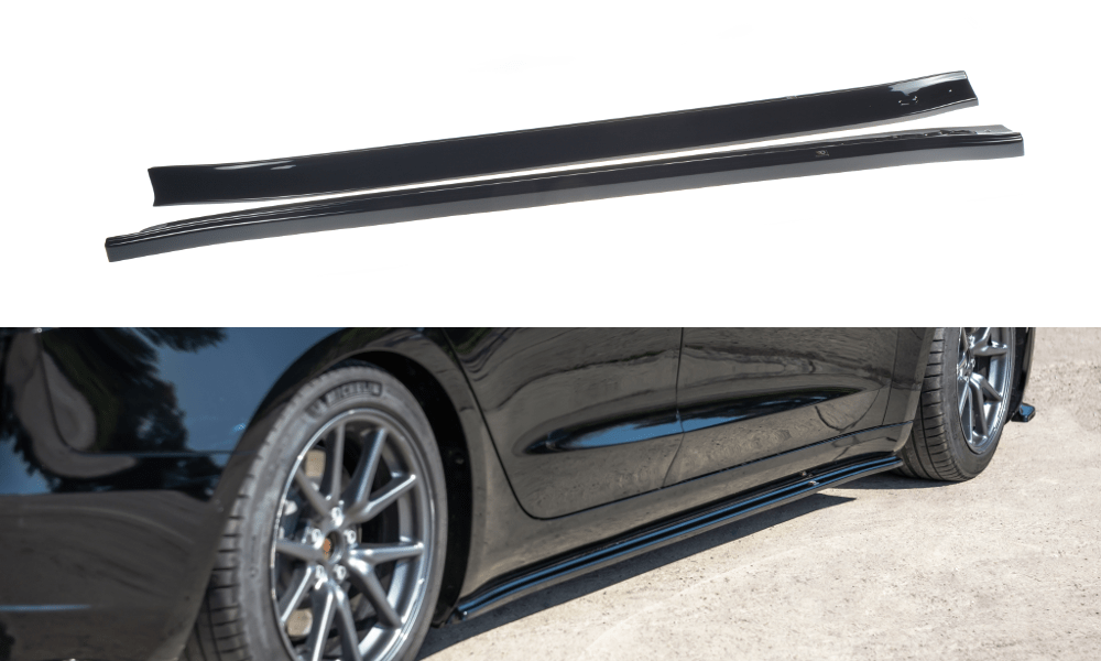Image of Maxton Side Skirts Glanzend Zwart ABS Plastic Tesla Model 3