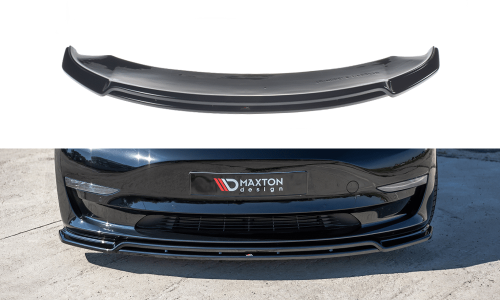 Image of Maxton Voor Bumper Lip V2 Zwart ABS Plastic Tesla Model 3