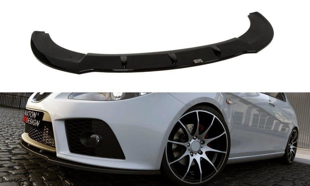 Image of Maxton Voor Bumper Lip Glanzend Zwart ABS Plastic Seat Leon Pre Facelift