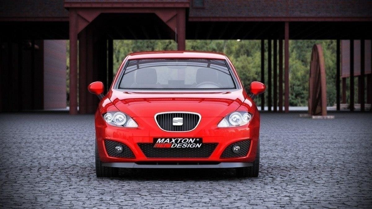 Image of Maxton Voor Bumper Lip Glanzend Zwart ABS Plastic Seat Leon Facelift