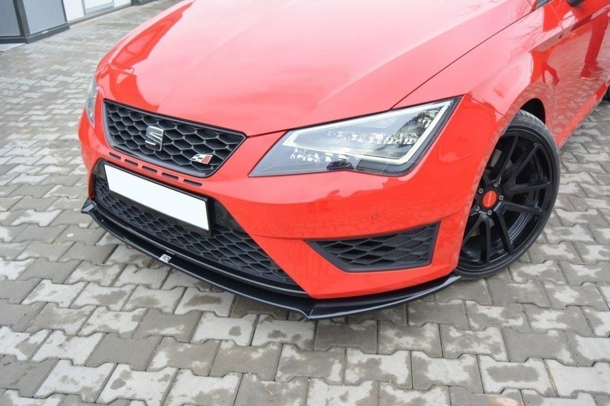 Image of Maxton Voor Bumper Lip Glanzend Zwart ABS Plastic Seat Leon Pre Facelift
