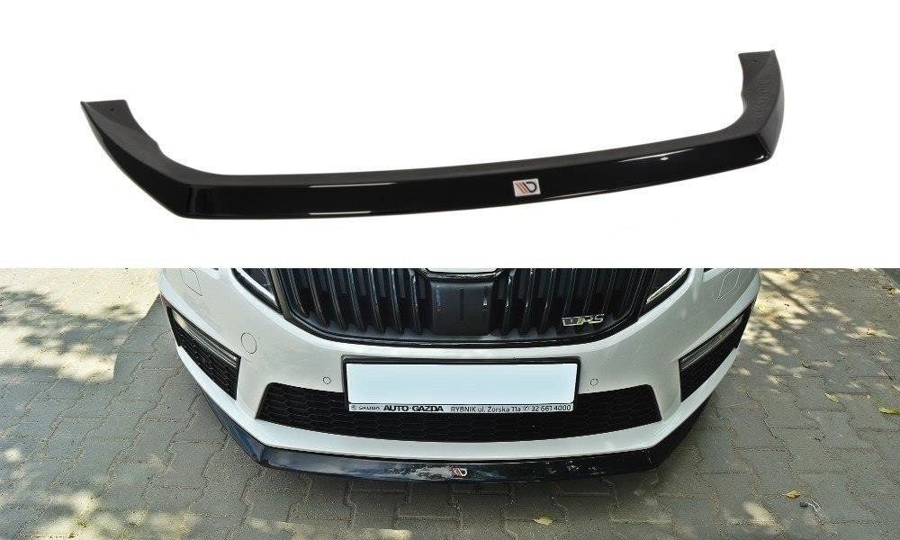 Image of Maxton Voor Bumper Lip V2 Zwart ABS Plastic Skoda Octavia Facelift
