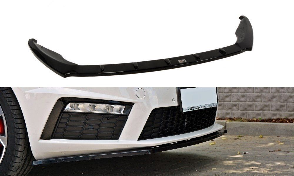 Image of Maxton Voor Bumper Lip V1 Zwart ABS Plastic Skoda Octavia Facelift