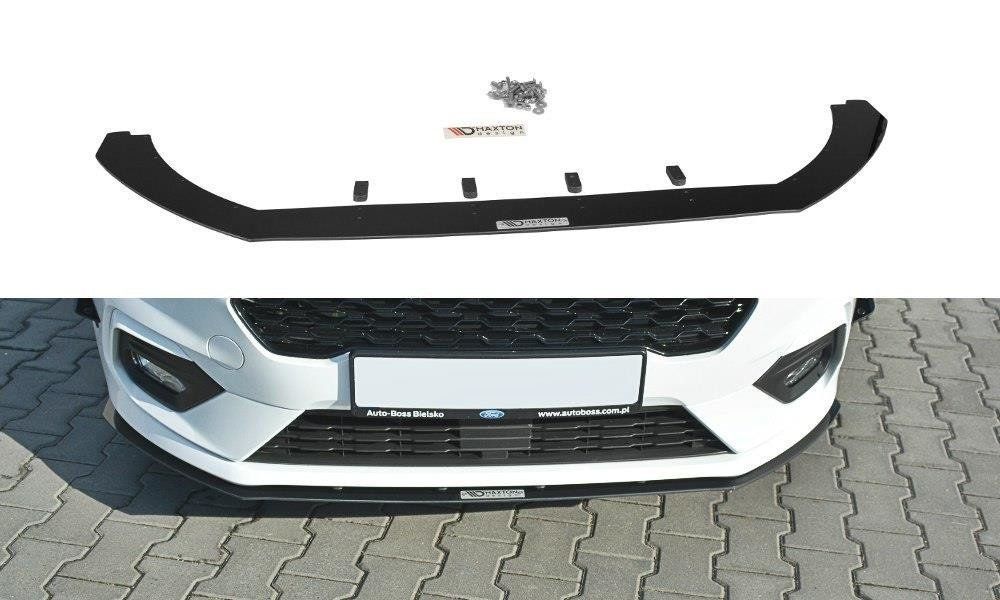 Image of Maxton Voor Bumper Lip V2 Glanzend Zwart ABS Plastic Ford Fiesta