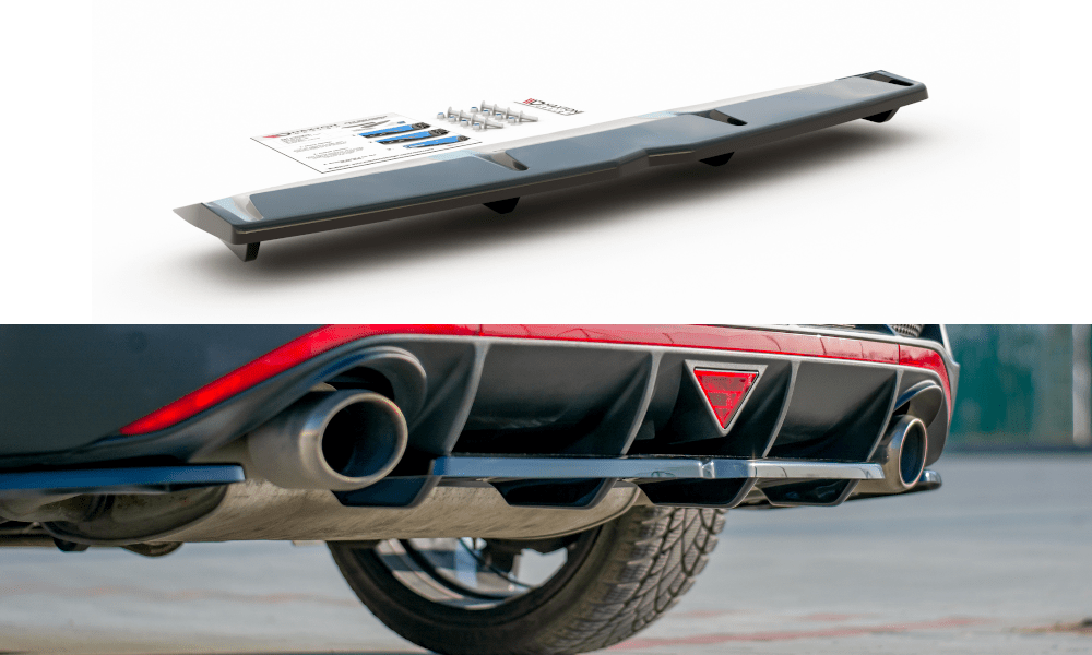 Image of Maxton Achter Bumper Lip With Vertical Bar Zwart ABS Plastic Hyundai I30