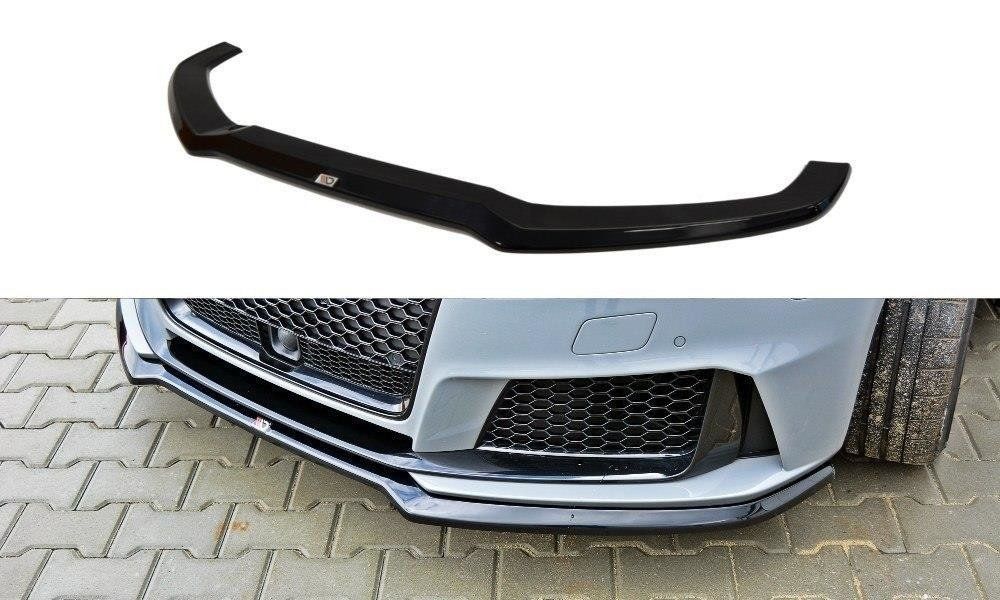 Image of Maxton Voor Bumper Lip V1 Glanzend Zwart ABS Plastic Audi RS3