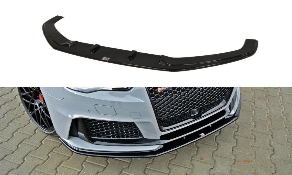 Image of Maxton Voor Bumper Lip V2 Glanzend Zwart ABS Plastic Audi RS3