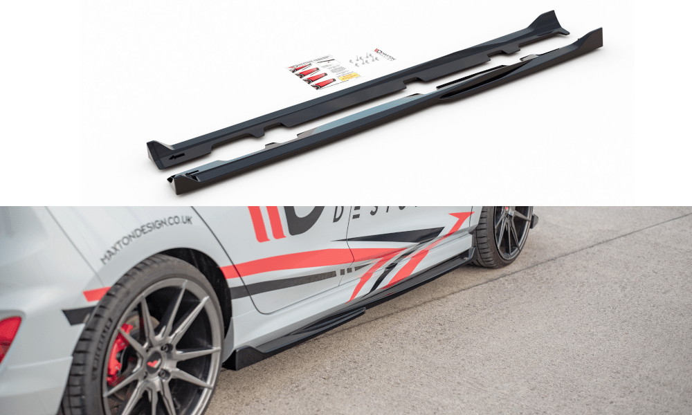 Image of Maxton Side Skirts V4 Glanzend Zwart ABS Plastic Ford Fiesta