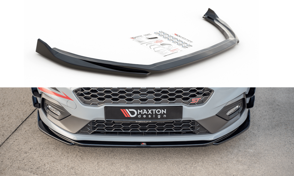 Image of Maxton Voor Bumper Lip V4 Glanzend Zwart ABS Plastic Ford Fiesta