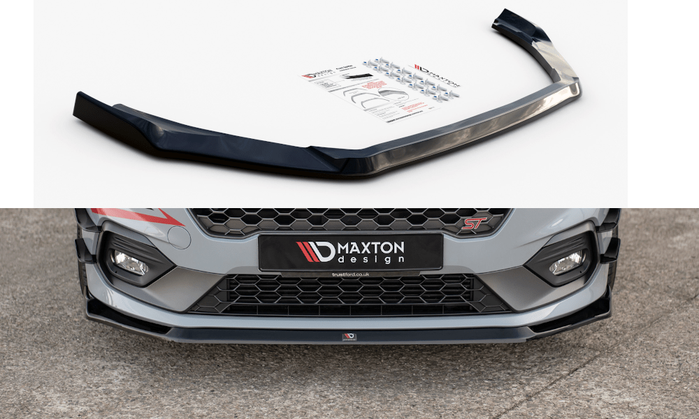 Image of Maxton Voor Bumper Lip V5 Glanzend Zwart ABS Plastic Ford Fiesta